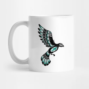 Teal Blue and Black Haida Spirit Flying Bird Mug